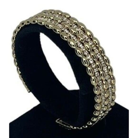 Anne Klein Gold Tone Crystal Cuff Bangle Bracelet Style Women's Fashion Trendy - Picture 16 of 16